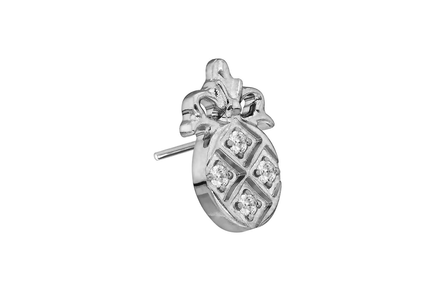 Titanium attachment with push pin CRYSTAL PINEAPPLE